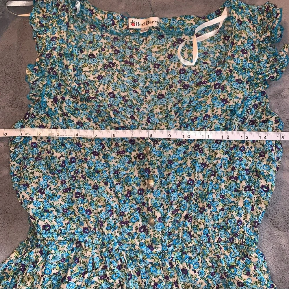 Red Berry Romper Floral Ruffle - Picture 4 of 13